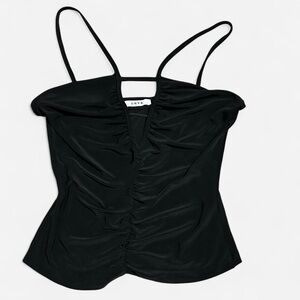 Black Ruched Women's Halter Top